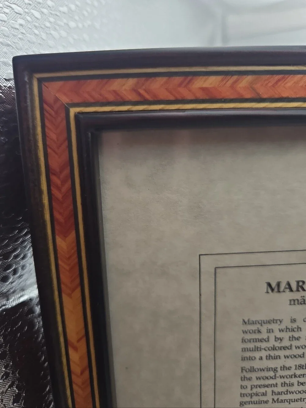 Fetco Marquetry Hinged Double 5x7 Picture Frame Solid Teak Wood Folding Frame
